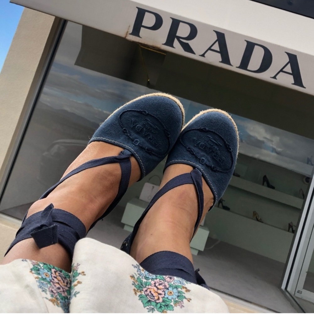 Prada Denim Espadrilles Platforms Sandals EU40 US9.5-10